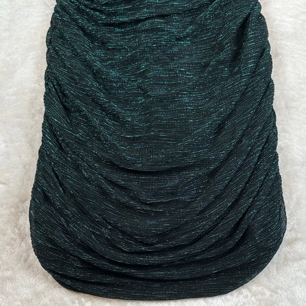 NWT Bailey 44 Kha Emerald Metallic Shimmer Ruched Long Sleeve Dress XL MSRP $228